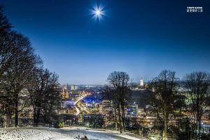 Bielefeld Ostwestfalen NRW OWL Nordrheinwestfalen Germany Deutschland Fullmoon Night Marienkirche Bethel Rathaus Krankenhaus Teutoburger Wald Winter